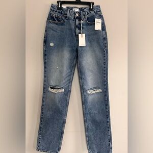 Good American Classic Blue Denim Straight Jeans Indigo